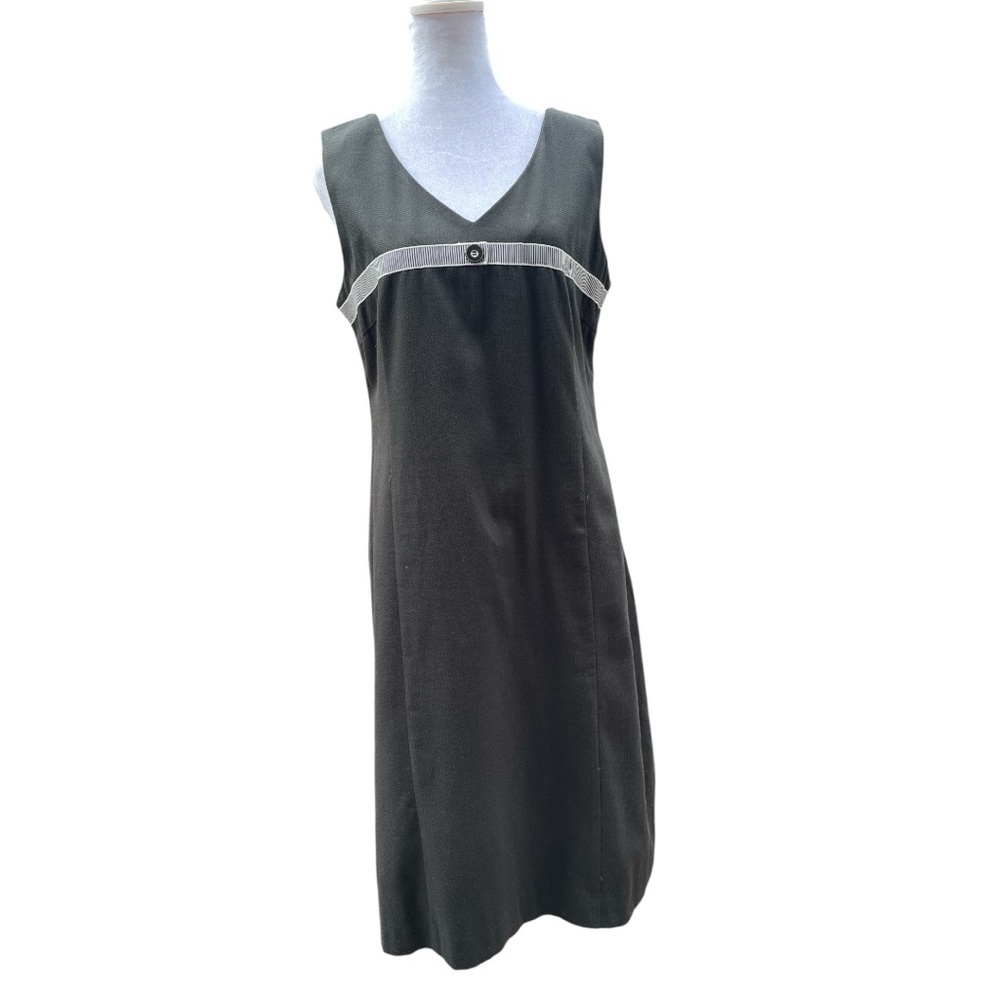 Hervé Benard Black Sleeveless Shift Dress Size 10 Cotton Blend Classic Work